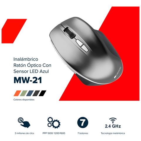 MW-21 mouse Ufficio Mano destra RF Wireless Ottico 1600 DPI - Foto 2