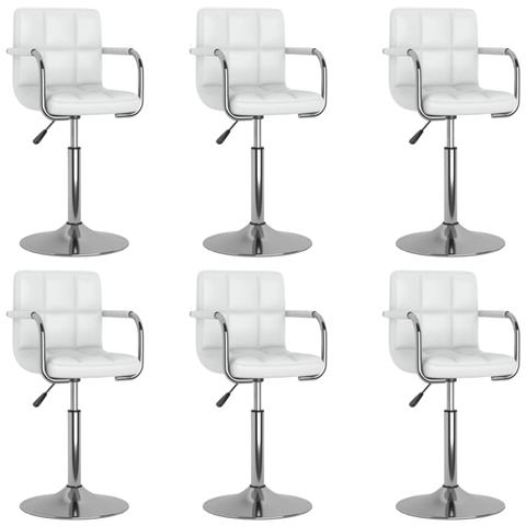 Sedie Da Pranzo Girevoli 6 Pz Bianche In Similpelle - Foto 1