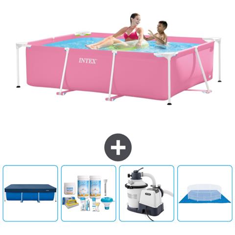 Piscina Fuori Terra - Rettangolo - 220x150x60 Cm - Rosa - Include Accessori Coordinati Cb59 - Foto 1