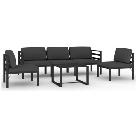Lusso Casadino -  Set Divani Da Giardino 6 Pz Con Cuscini In Alluminio Antracite - Foto 1