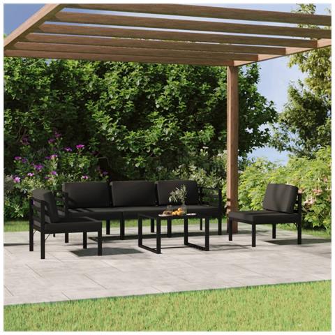 Lusso Casadino -  Set Divani Da Giardino 6 Pz Con Cuscini In Alluminio Antracite - Foto 8