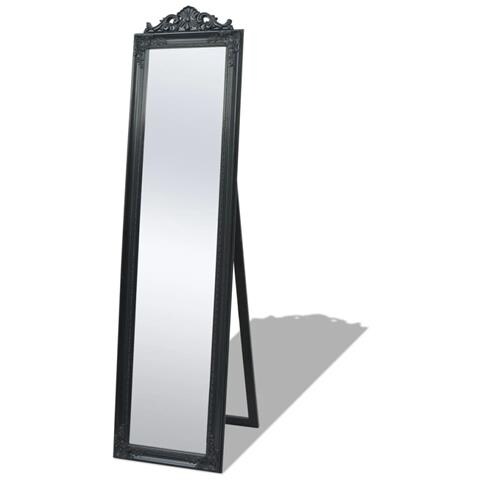 Specchio Autoportante Stile Barocco 160x40 Cm Nero - Foto 2