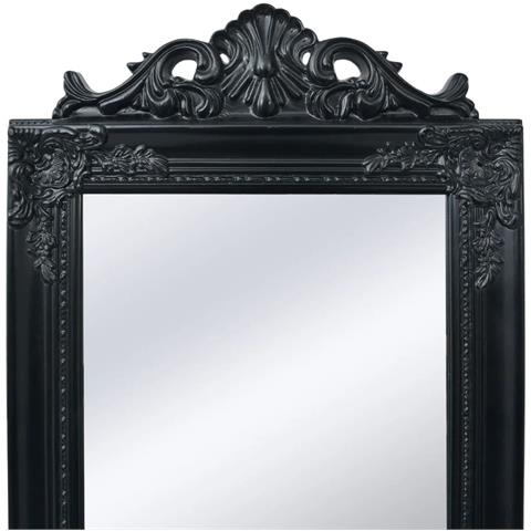 Specchio Autoportante Stile Barocco 160x40 Cm Nero - Foto 1