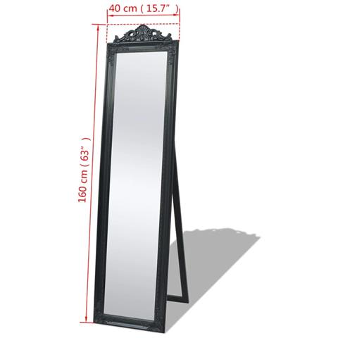 Specchio Autoportante Stile Barocco 160x40 Cm Nero - Foto 7