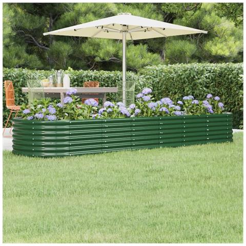 Letto Giardino Acciaio Verniciato A Polvere 296x80x36 Cm Verde - Foto 6