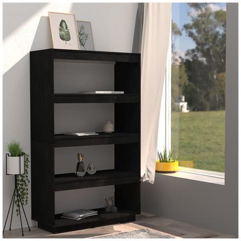 Libreria /divisorio Nero 80x35x135 Cm In Legno Massello Di Pino - Foto 2