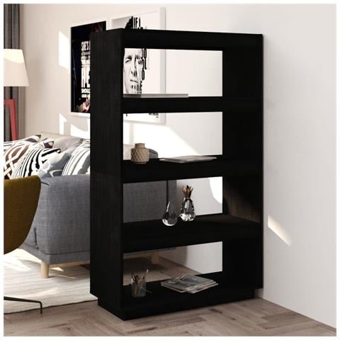 Libreria /divisorio Nero 80x35x135 Cm In Legno Massello Di Pino - Foto 8