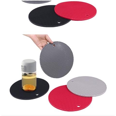 Set Di 2 Sottopiatti In Silicone Resistenti Al Calore - Cuscinetti Rotondi Black - Foto 2