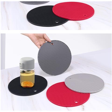 Set Di 2 Sottopiatti In Silicone Resistenti Al Calore - Cuscinetti Rotondi Black - Foto 4