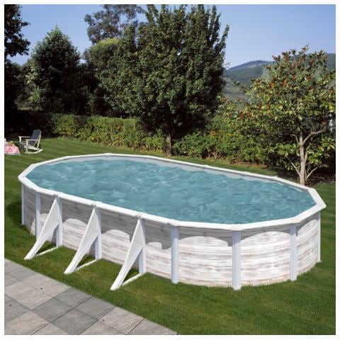 Piscina In Acciaio Con Decorazione Nordica Finlandia 730 X 375 X 120 Cm Ovale - Foto 1