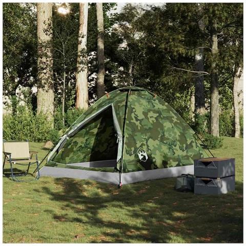 Tenda da Campeggio a Cupola 4 Persone Mimetica Impermeabile - Foto 2