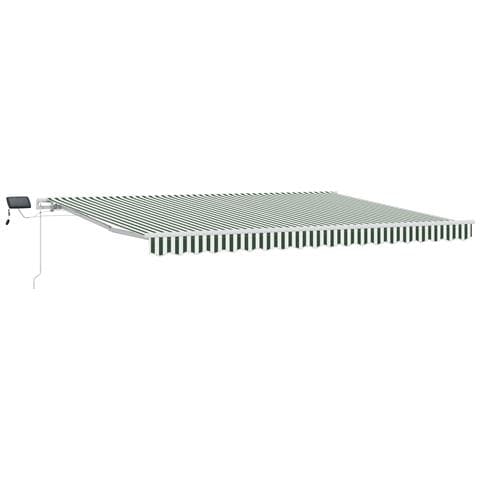 Tenda Retrattile Manuale  con LED Verde e Bianco 450x350 cm, Tessuto di Ricambio per Tenda  per Struttura 4.5x3.5 m Verde e Bianco - Foto 1