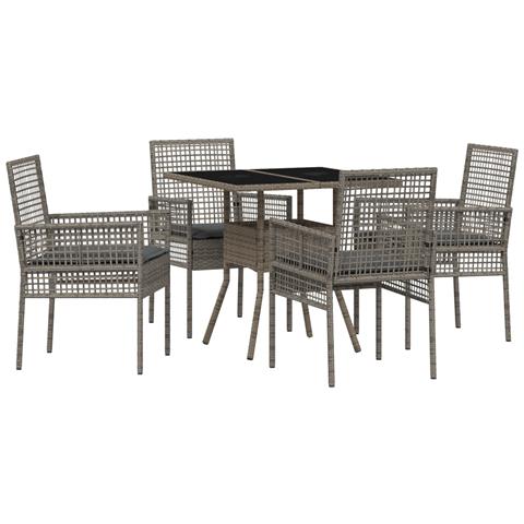 Set da pranzo da giardino da 5 pezzi Grigio in rattan poliolefinico - Foto 1