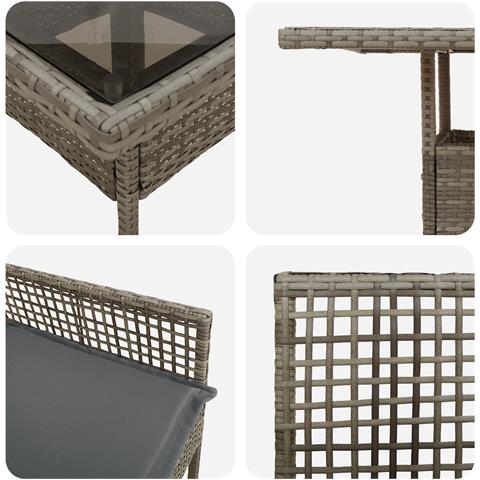 Set da pranzo da giardino da 5 pezzi Grigio in rattan poliolefinico - Foto 9