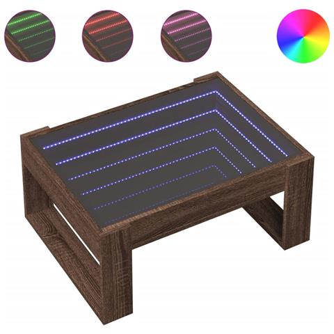 Tavolino da Salotto con LED Infinity Rovere Marrone 70x53x30 cm - Foto 1