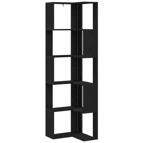 Scaffale angolare  a 5 ripiani in rovere nero 50x50x179 cm in legno ingegnerizzato - Foto 1