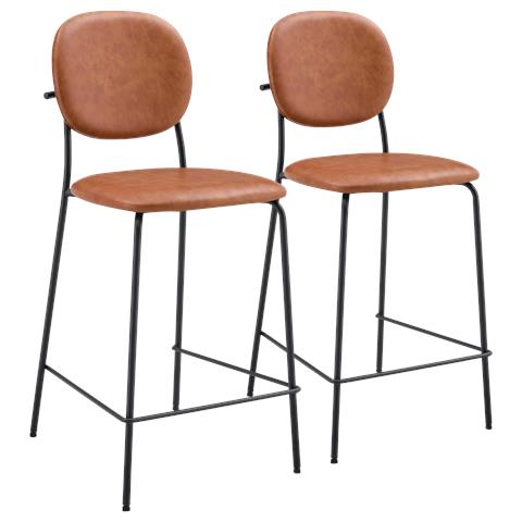 Set Di 2 Sgabelli Da Bar Edmond Imitazione Cognac - Foto 1
