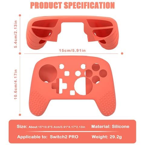 Custodia Protettiva In Silicone Compatibile Con Controller Switch 2 Pro - Confezione Da 2 Orange - Foto 2