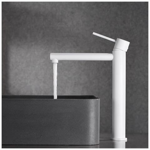 Imex Miscelatore Lavabo Alto Bianco Opaco In Ottone E Zama Cartuccia Ceramica Ø25 Mm Tubi Flessibili 3-8 Inclusi Monocomando Serie Milos Modello Imex-bdys045-3bl - Foto 3