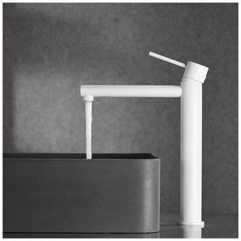 Imex Miscelatore Lavabo Alto Bianco Opaco In Ottone E Zama Cartuccia Ceramica Ø25 Mm Tubi Flessibili 3-8 Inclusi Monocomando Serie Milos Modello Imex-bdys045-3bl - Foto 1