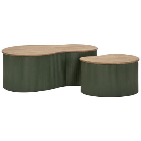 Tavolini Da Caffè Frankfurt Verdi — Coppia In Legno Di Rubber E Metallo - Foto 1