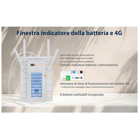Router Con Pannello Solare Modem 4g Lte, Con Slot Sim Card - Wifi 2,4ghz Fino A 8 Connessioni - Foto 2