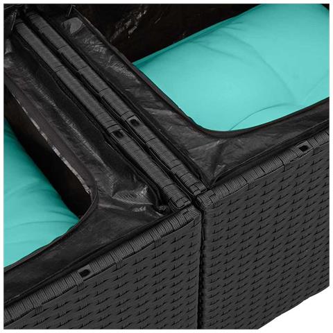 Set Divano da Giardino 9 pcs Nero e Turchese polyrattan - Foto 9