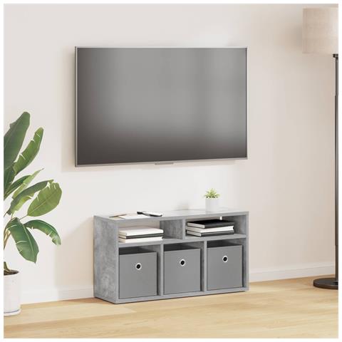 Lowboard con cassetto Grigio cemento 72 x 22,5 x 38 cm - Foto 2