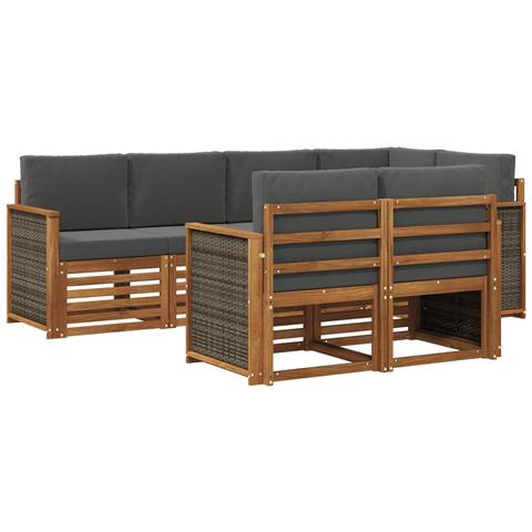 Set divano sezionale con cuscino 6 pcs Naturale e Antracite - Foto 1