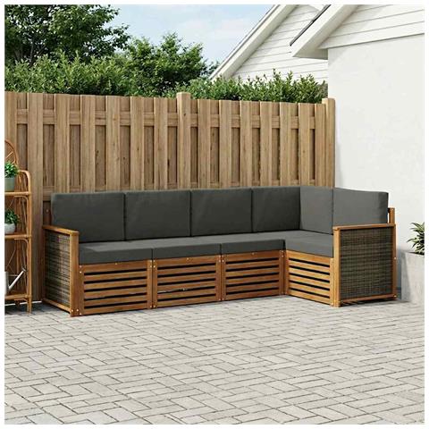 Set divano sezionale con cuscino 6 pcs Naturale e Antracite - Foto 2