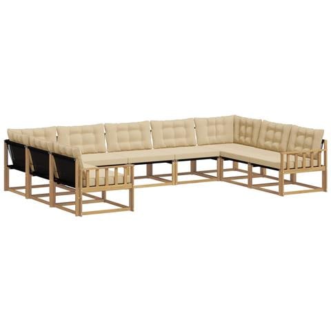 Set di divani da esterno con cuscino 9 pcs Bianco e Beige - Foto 1