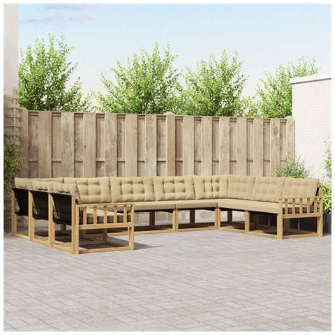 Set di divani da esterno con cuscino 9 pcs Bianco e Beige - Foto 2