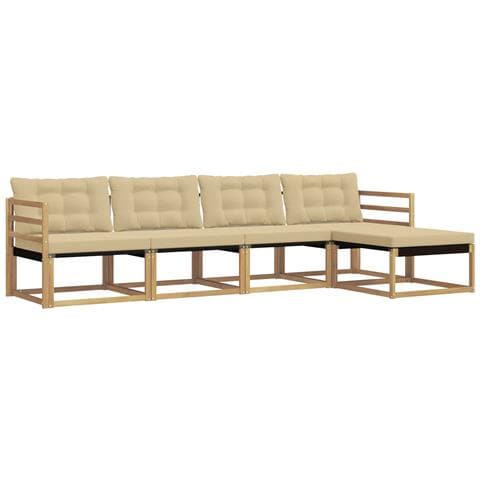Set di divani da esterno con cuscino 5 pcs Bianco e Beige - Foto 1