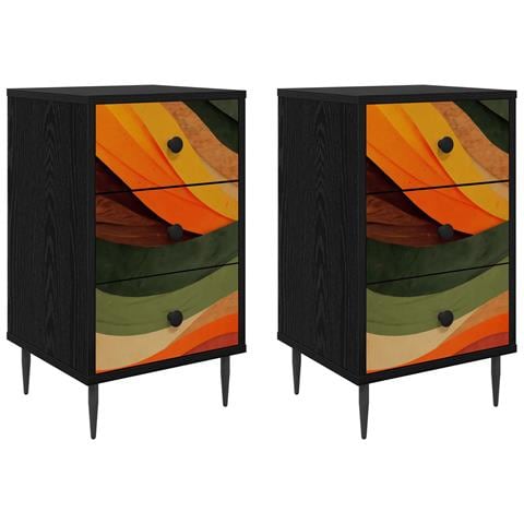 Armadio da Notte BONN 2 pz Rovere Nero 36 x 33 x 61 cm - Foto 1
