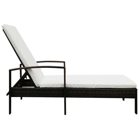 Lettino Prendisole In Polyrattan Marrone - Foto 7