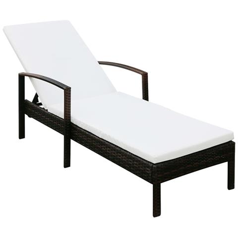 Lettino Prendisole In Polyrattan Marrone - Foto 1