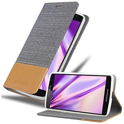 Cadorabo Custodia Compatibile Con Motorola Moto X Play In Grigio Chiaro Marrone - Coperchio Protettiva Con Chiusura Magnetica, Funzione Stand E Tasca Per Le Carte - Foto 1