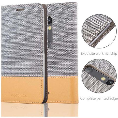 Cadorabo Custodia Compatibile Con Motorola Moto X Play In Grigio Chiaro Marrone - Coperchio Protettiva Con Chiusura Magnetica, Funzione Stand E Tasca Per Le Carte - Foto 9