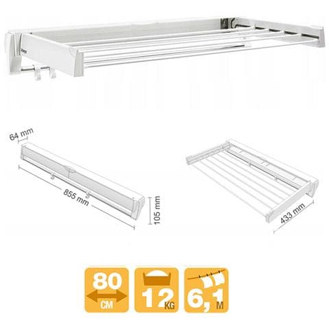 Stendibiancheria Artweger Artdry80, Lunghezza Asciugatura 6 M Larghezza: 80 Cm Bianco - Foto 1