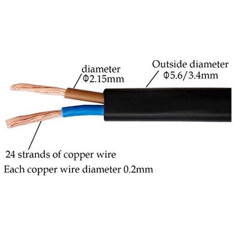 Filo Elettrico 2 Nucleo Nero Piano Del Pvc Rete Cavo Elettrico Di Rame Filo Ad Alta Temperatura Resistance 2 X 075 Mm Cavo Di Alimentazione Doppia Con Letti Singoli - 10 Metro Cut Lunghezza Flessibile Pond Cavo - Foto 2