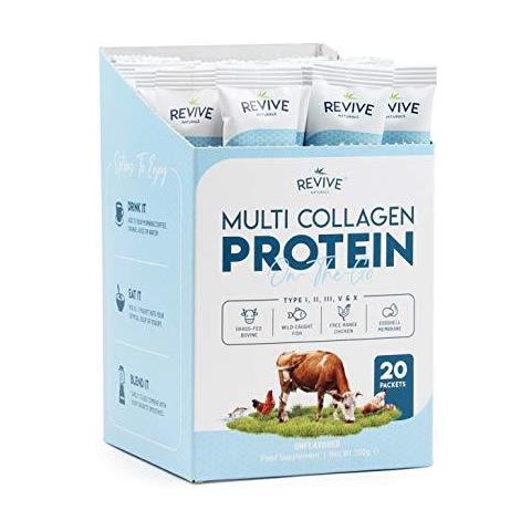 Multi Collagene Proteine In Polvere Pacchetti - 5 Tipi Di Cibo Di Provenienza Di Collagene Idrolizzato Peptidi - Erba Fed Bovini Selvatici Catturati Marine Pollo Ruspante (10g Ogni 20 Pacchetti) - Foto 1