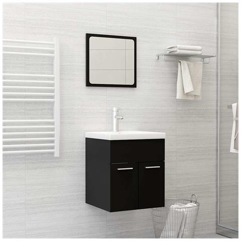 Set Mobili Da Bagno 2 Pz Nero In Truciolato - Foto 2