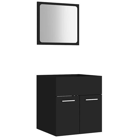 Set Mobili Da Bagno 2 Pz Nero In Truciolato - Foto 1