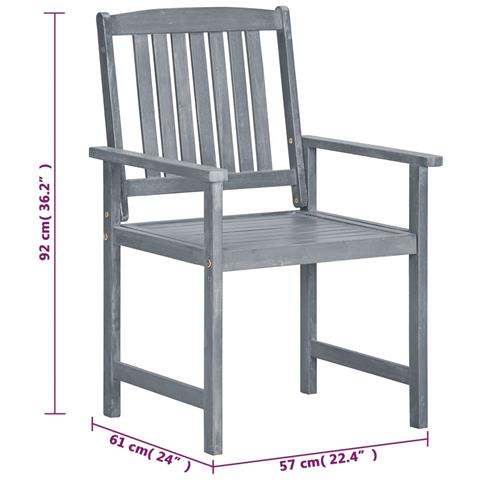 Sedie da Giardino 8 pz in Legno Massello di Acacia Grigio - Foto 2