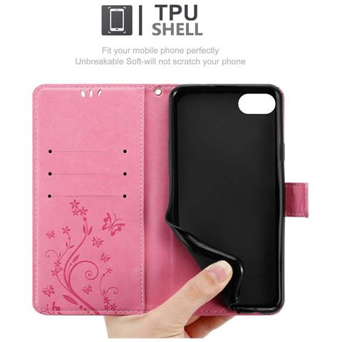 Cadorabo Custodia Compatibile Con Apple Iphone 7 / 7s / 8 / Se 2020 In Rosa Fiore - Coperchio Protettivo In Design Floreale Con Chiusura Magnetica, Funzione Stand E Slot Per Carte - Foto 2