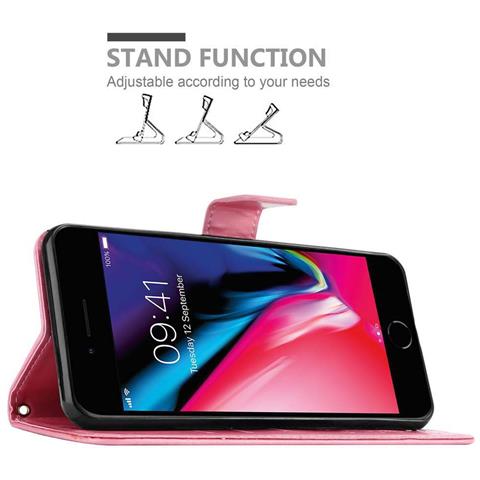 Cadorabo Custodia Compatibile Con Apple Iphone 7 / 7s / 8 / Se 2020 In Rosa Fiore - Coperchio Protettivo In Design Floreale Con Chiusura Magnetica, Funzione Stand E Slot Per Carte - Foto 8