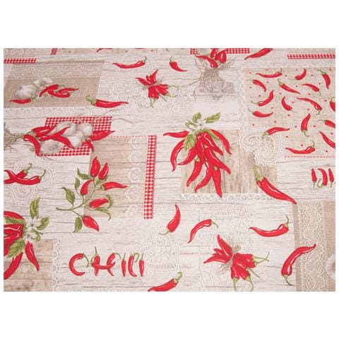 Tovaglia Cucina Copritavolo 100% Cotone Made Italy Disegno Peperoncino Rp 140x140 Peperoncino - Foto 11