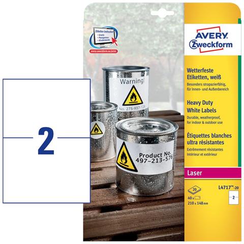 L4717-20 etichetta autoadesiva Rettangolo con angoli arrotondati Permanente Bianco 40 pz - Foto 2