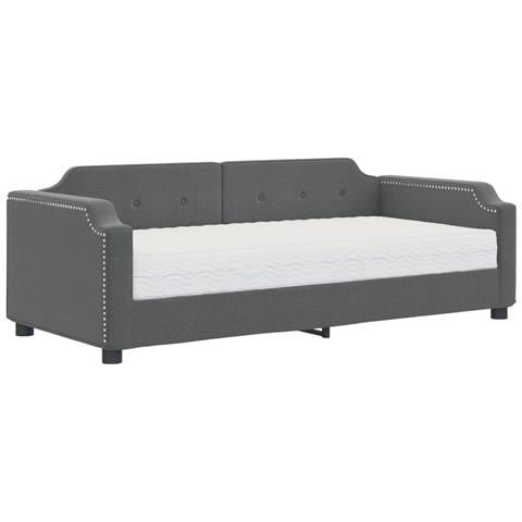 Divano Letto Con Materasso Grigio Scuro 90x200 Cm In Tessuto - Foto 1