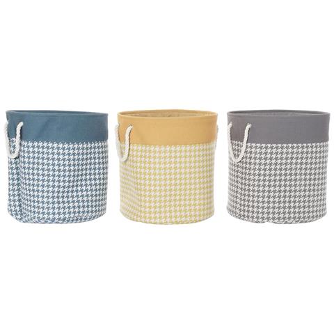 Cesto Per I Panni Sporchi Dkd Home Decor Piede Di Crow Grigio Azzurro Giallo 45 X 45 X 45 Cm (3 Unità) - Foto 1
